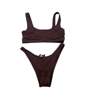 NWT Skims Recycle Swim Bikini Top and Cheeky Tanga Bottom Cocoa M